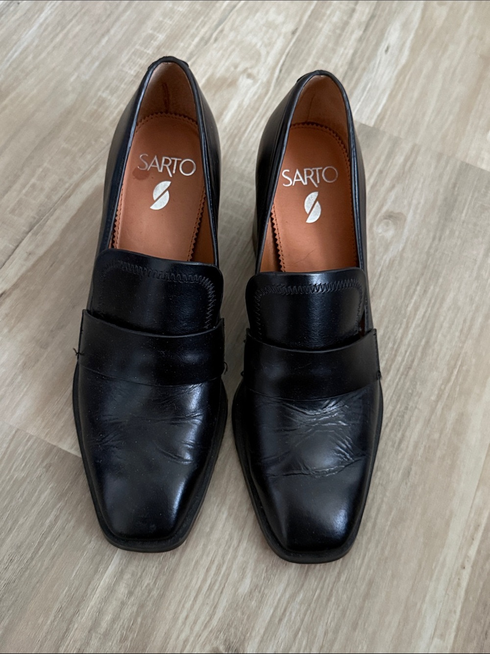 Franco Sarto Renato Black Leather Loafers, SIZE 8.5
